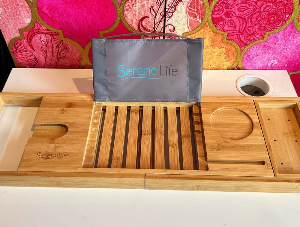 SereneLife Natural Bamboo Bathtub Caddy Tray